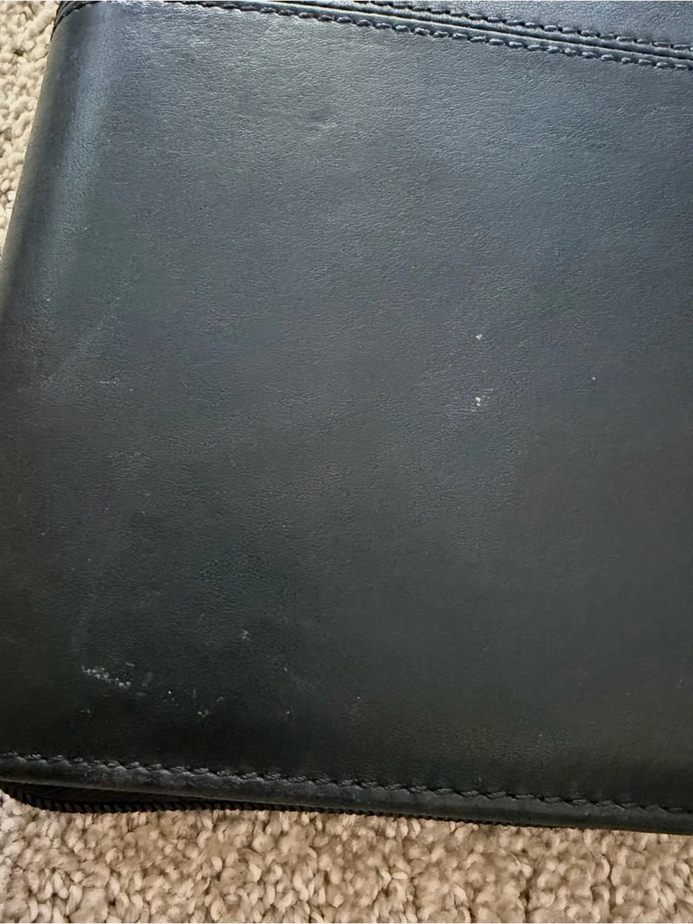 Franklin Covey Black Nappa Classic Leather Planner 7-Ring Binder Organizer Zip
